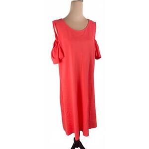 Lands' End Coral Cold Shoulder Dress Size Large